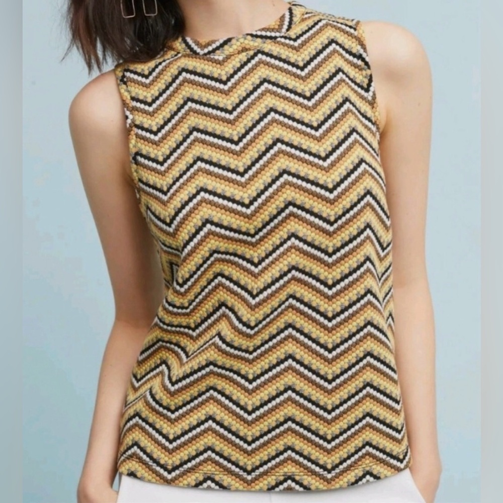 Anthropologie Chevron Knit Tank in Yellow, Black & Cream